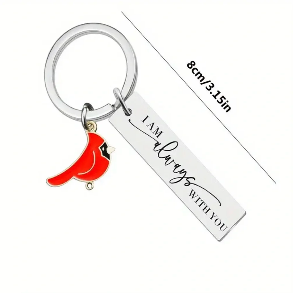 Red Cardinal Bird Keychain, NEW